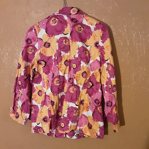 Joan Rivers Pink and Yellow Floral Jacket Size 6 - Picture 2 of 3
